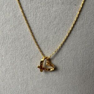 18K Real Saudi Gold Heart Pendant with Rope Chain (18”)